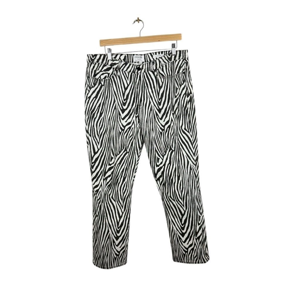 Frame Denim Le High Straight Jeans Noir Multi Zebra Size 34 - Picture 8 of 15